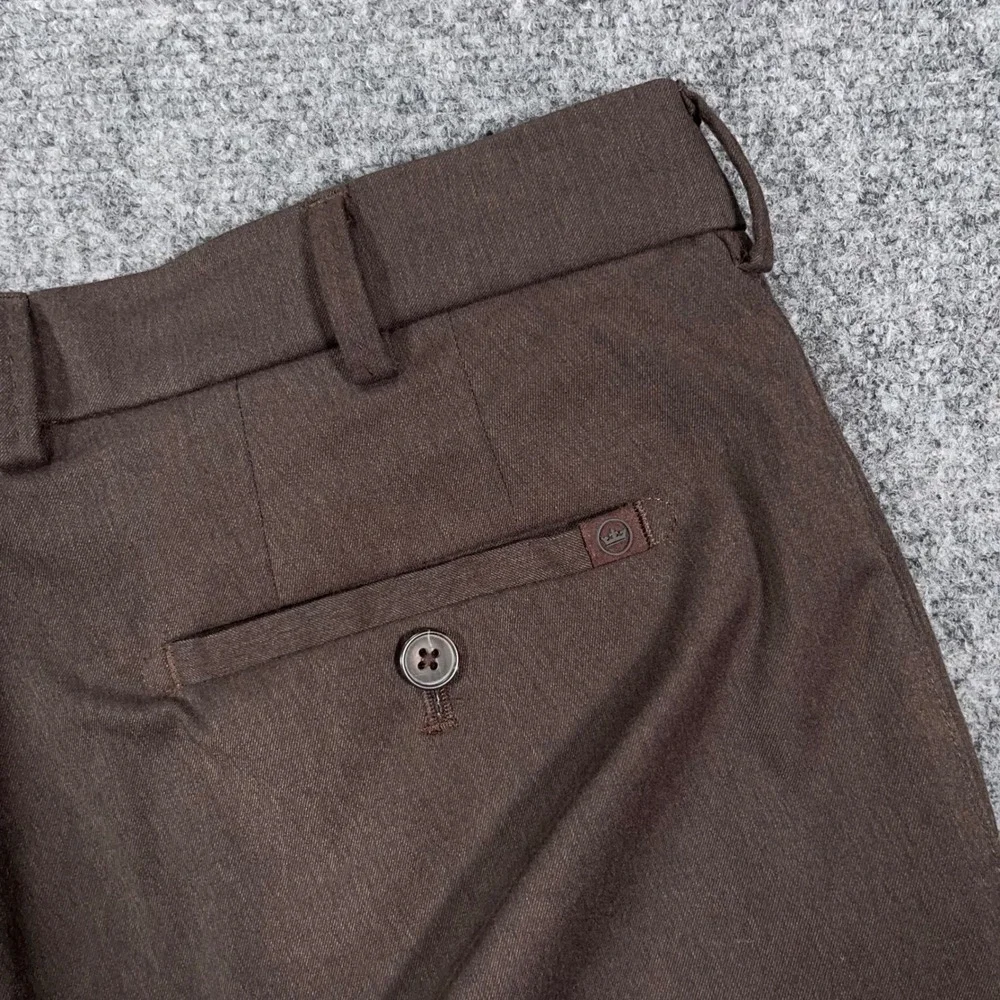 Peter Millar EB66 Highland Performance Pants Mens 35x34 Flat Front Brown Luxury